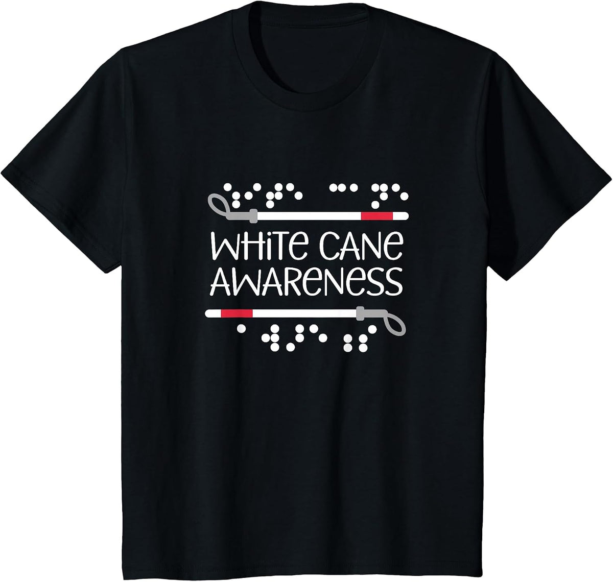 White Cane Awareness Orientation Mobility Teacher Design T-Shirt - Black