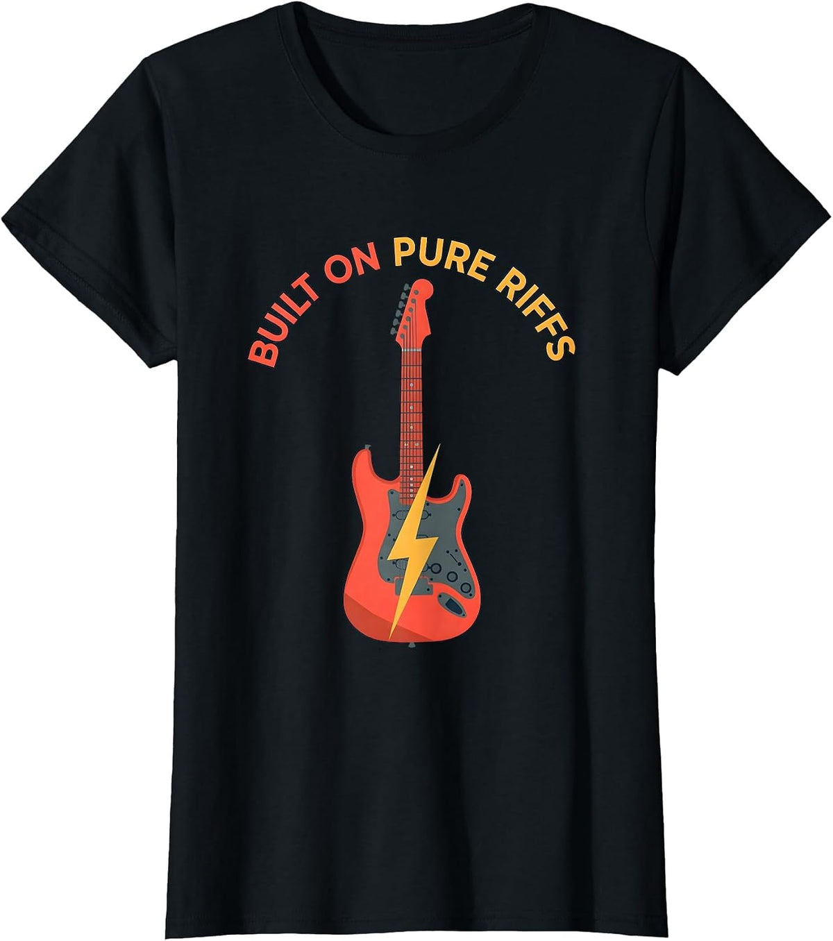 Built on Pure Riffs Metal Band Graphic Design T-Shirt - Black