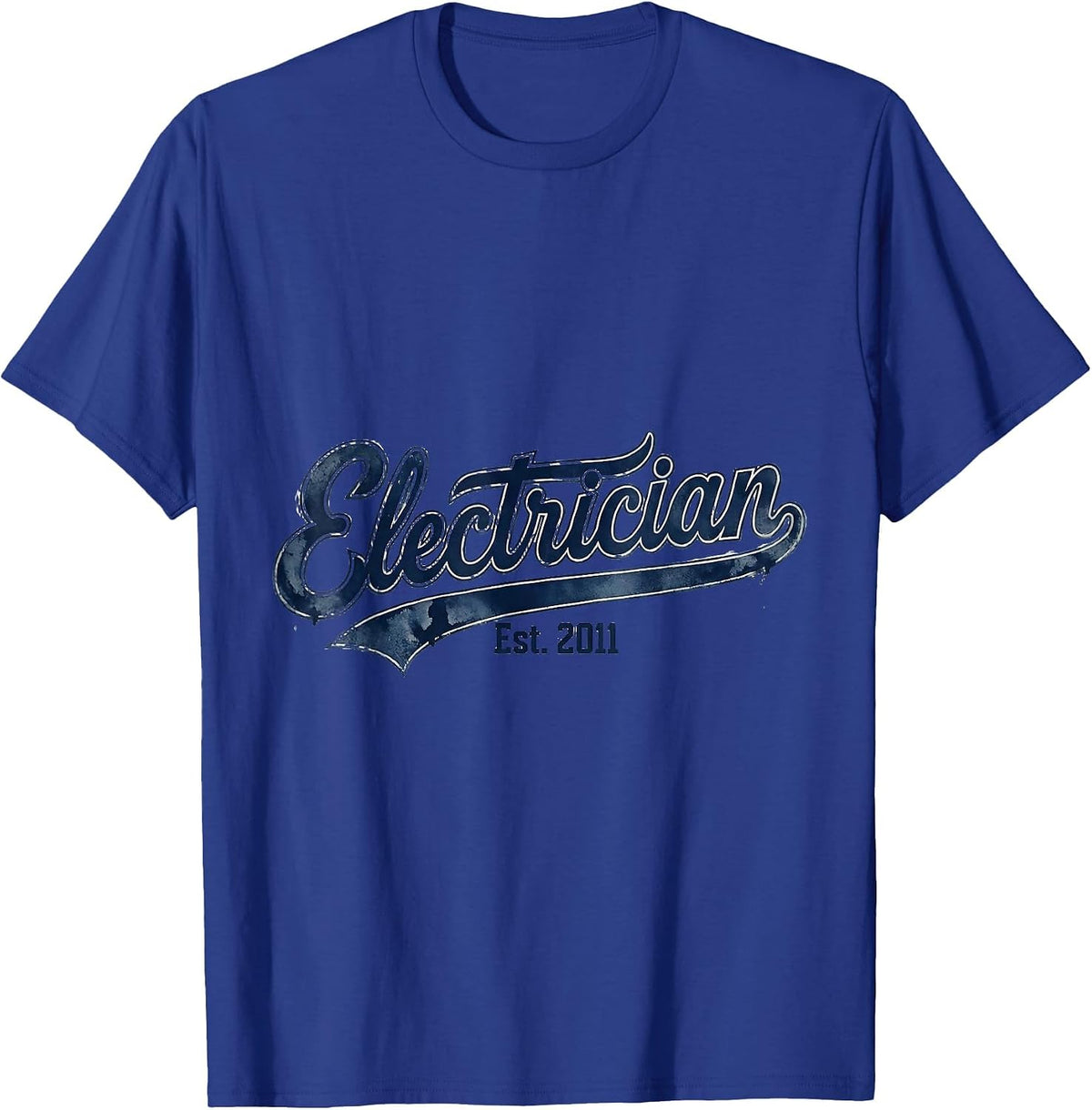Men's Electrician Est. 2011 Vintage Varsity Script Role Identity T-Shirt - Royal Blue
