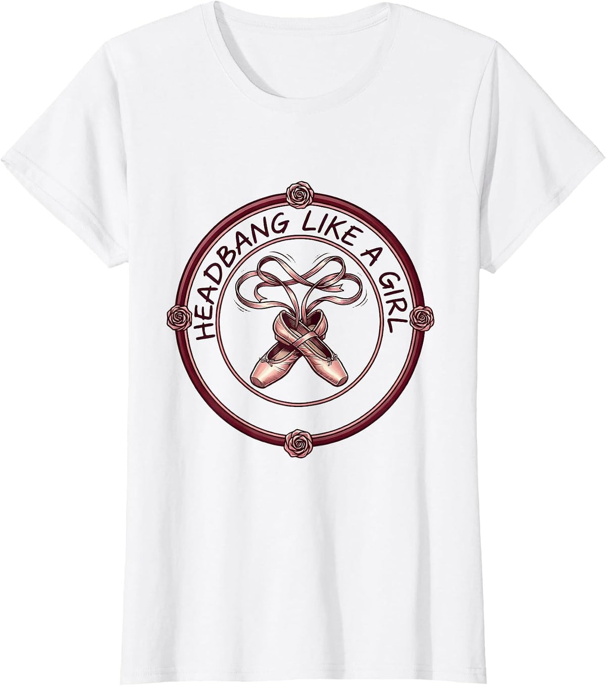 Headbang Like a Girl Rock Music Design T-Shirt - White