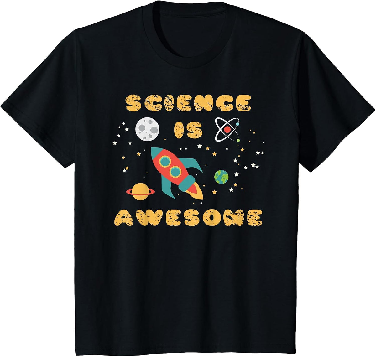 Science is Awesome Shirt Nerd Space Ship Rocket Moon T-Shirt T-Shirt - Black