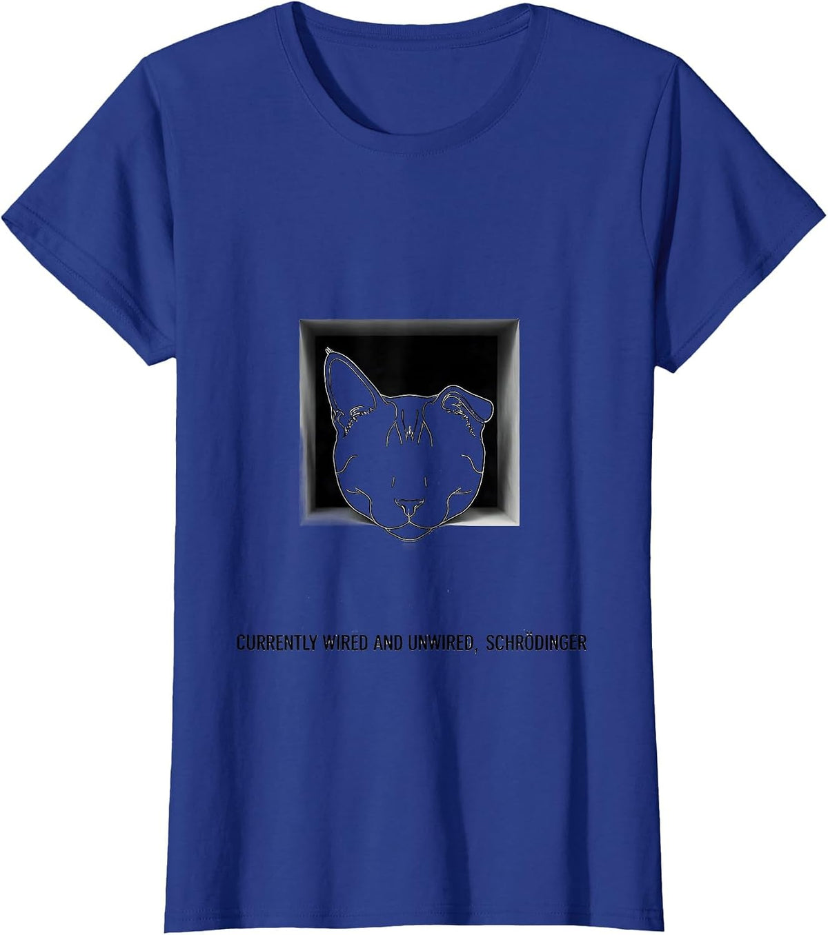 Women's Currently Wired And Unwired, Schrödinger Science Enthusiast T-Shirt - Royal Blue