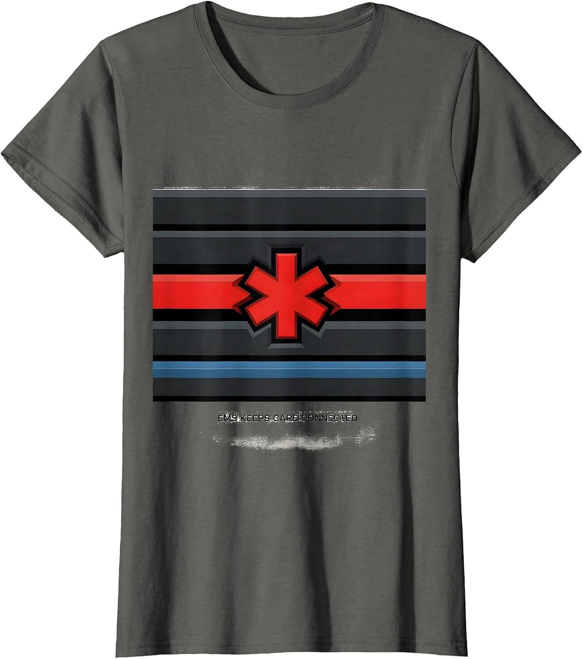 Women's EMS Keeps Care Connected Geometric Tribute First Responder T-Shirt - Asphalt Grey