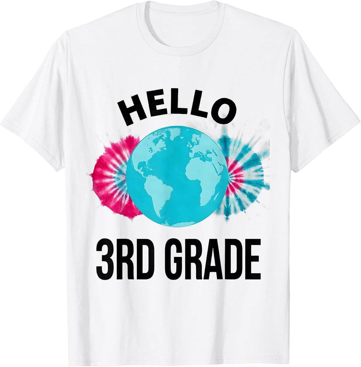 Men's Hello 3rd Grade Tie Dye Back to School Grade Level Team T-Shirt - White