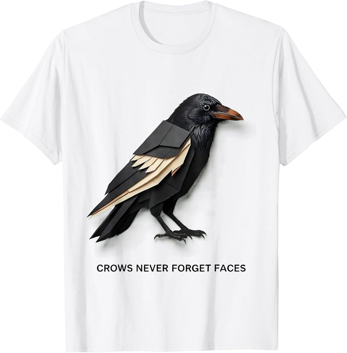Men's Crows Never Forget Faces Crow Design T-Shirt - White