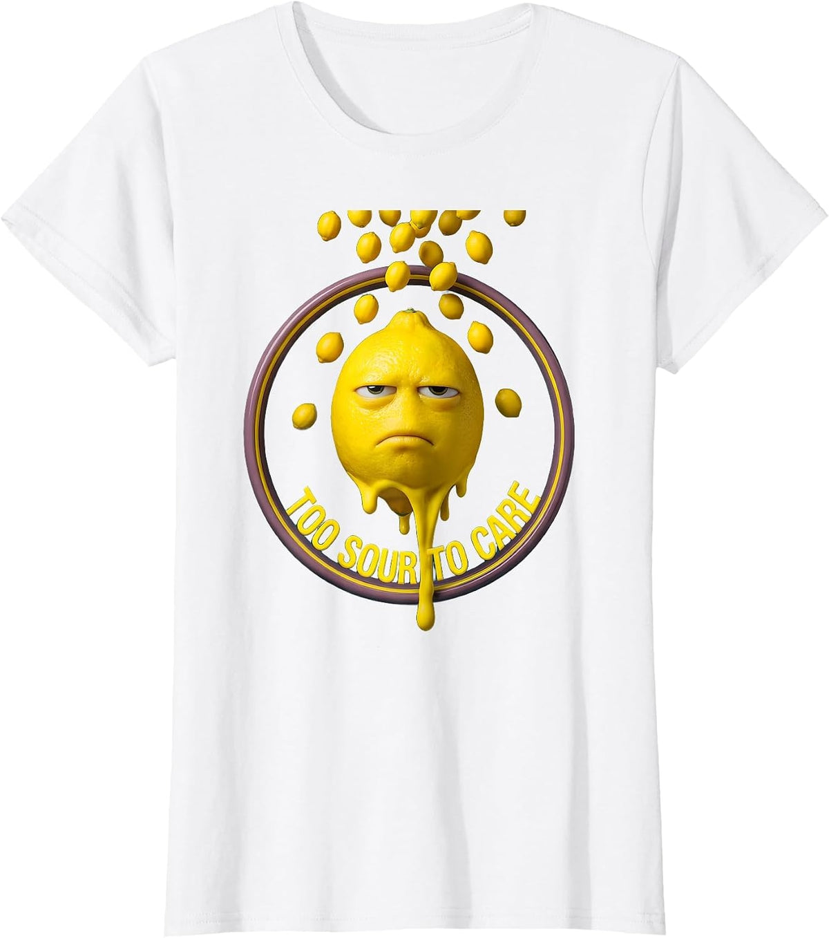 Too Sour To Care Lemon Graphic Design T-Shirt - White
