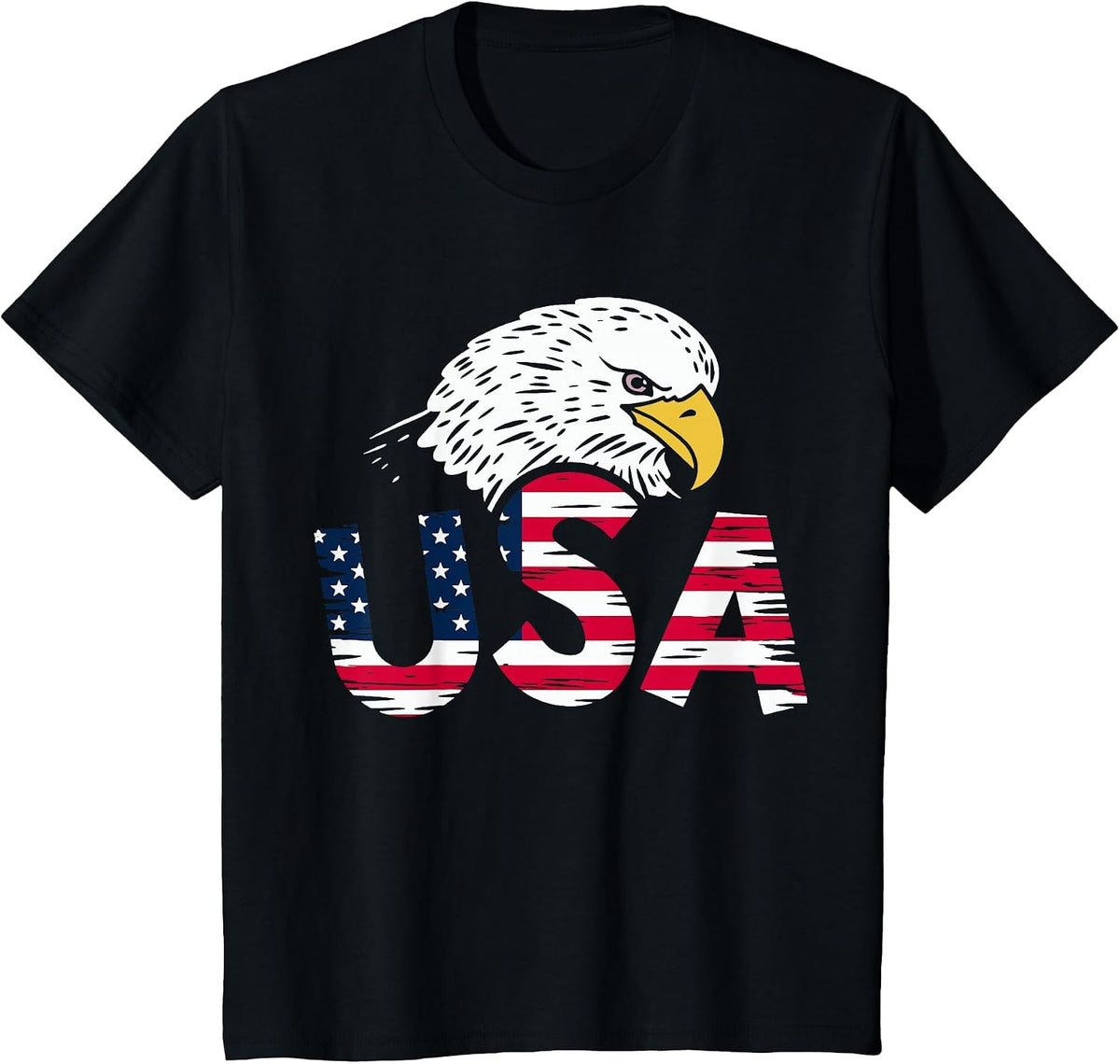 USA American Flag Eagle for Patriotic T-Shirt - Black