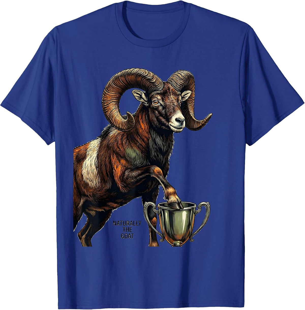 Men's Naturally The GOAT Funny Farm Animal Humor Novelty T-Shirt - Royal Blue
