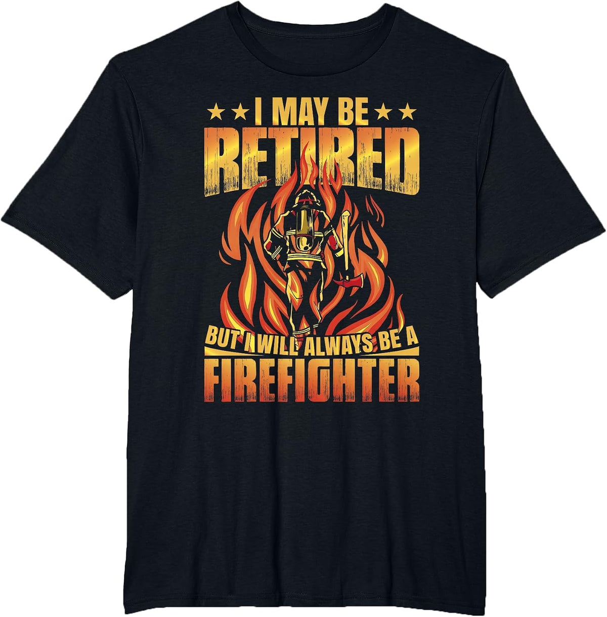Retired Firefighter Fire Truck Grandpa Fireman Retired T-Shirt - Black