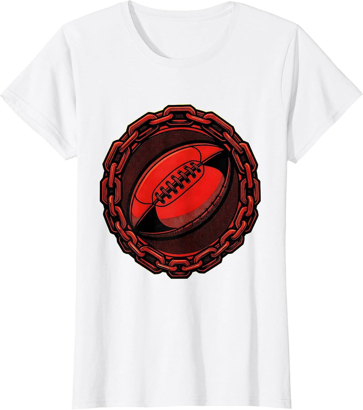 Vintage Rugby Ball Wrapped in Chains Graphic T-Shirt - White