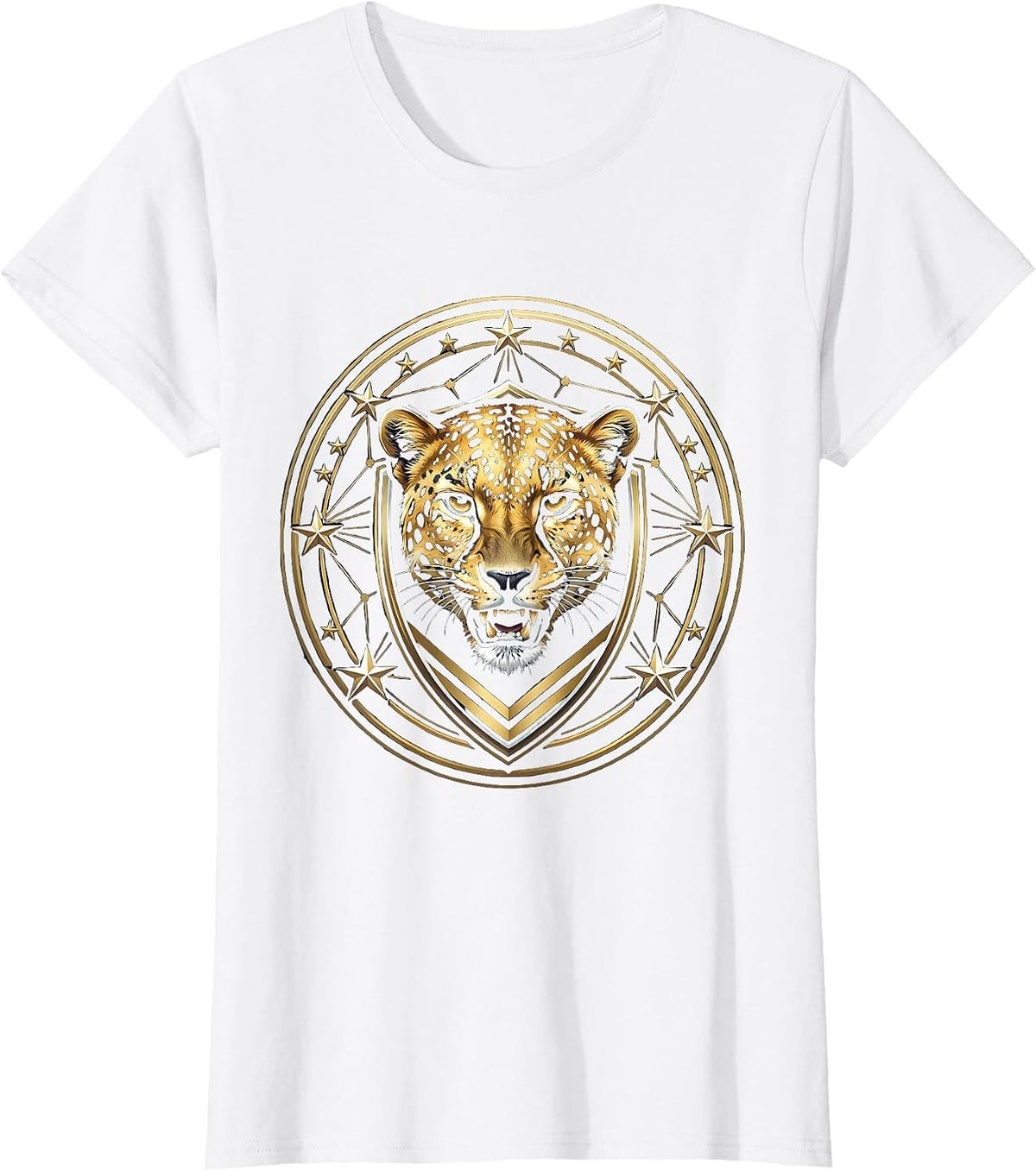 Women's Cheetah Spots to Constellation Stars Graphic T-Shirt - White