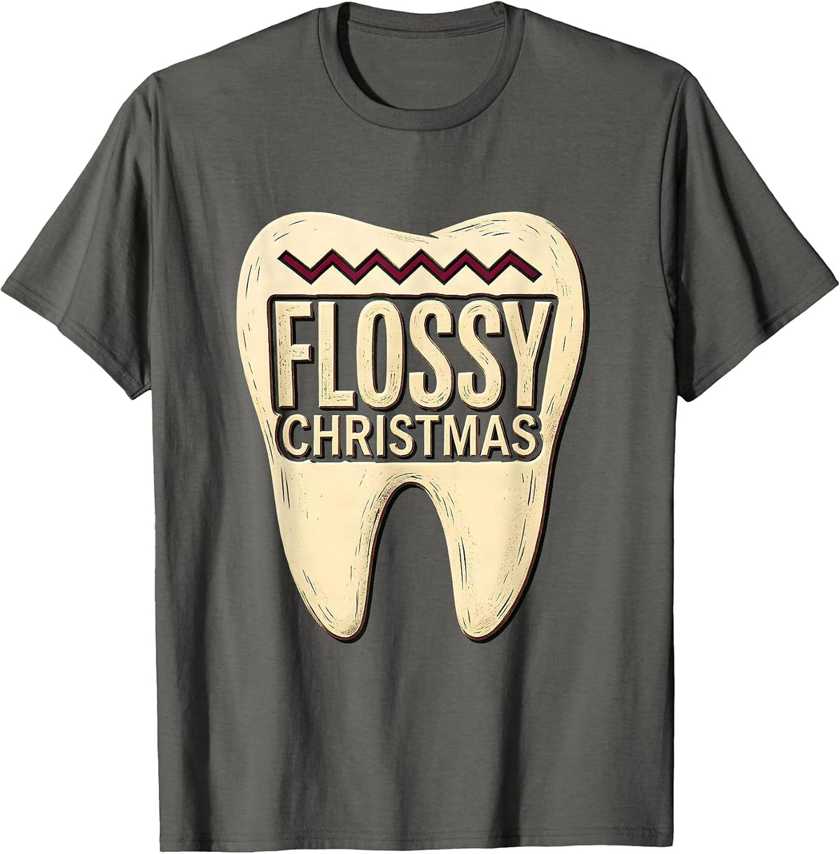 Flossy Christmas Funny Dental Christmas Dentist Dental T-Shirt - Asphalt Grey