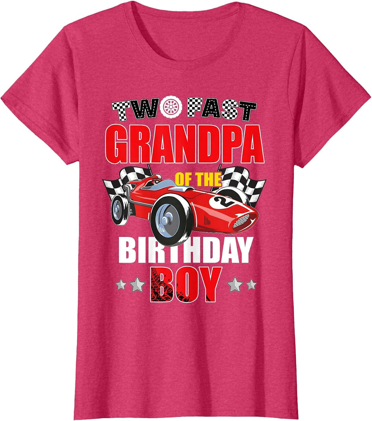 Grandpa of The Two Fast 2nd Birthday Boy Racing Car Family T-Shirt, Women, Red Heather, 3X-Large - As Pictured