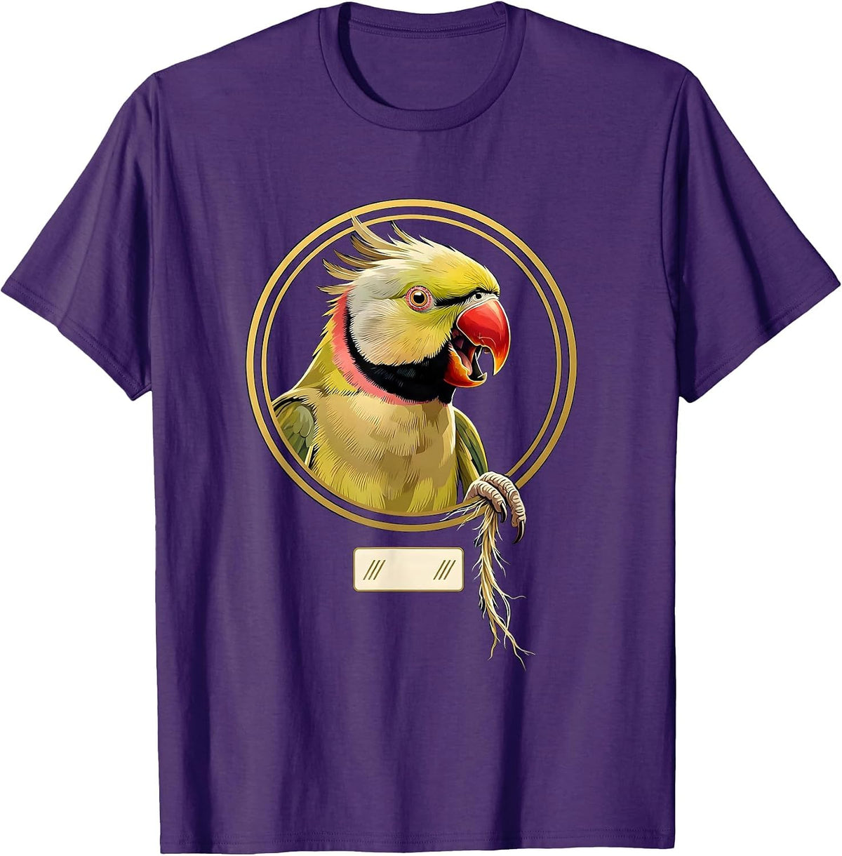 Men's Indian Ringneck Parakeet Bird Owner Humor Emblem T-Shirt - Purple