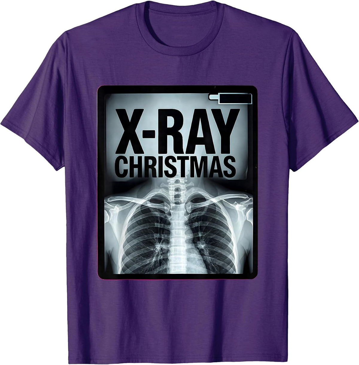 Men's X-Ray Christmas Funny Radiology Tech Skeleton Humor T-Shirt - Purple