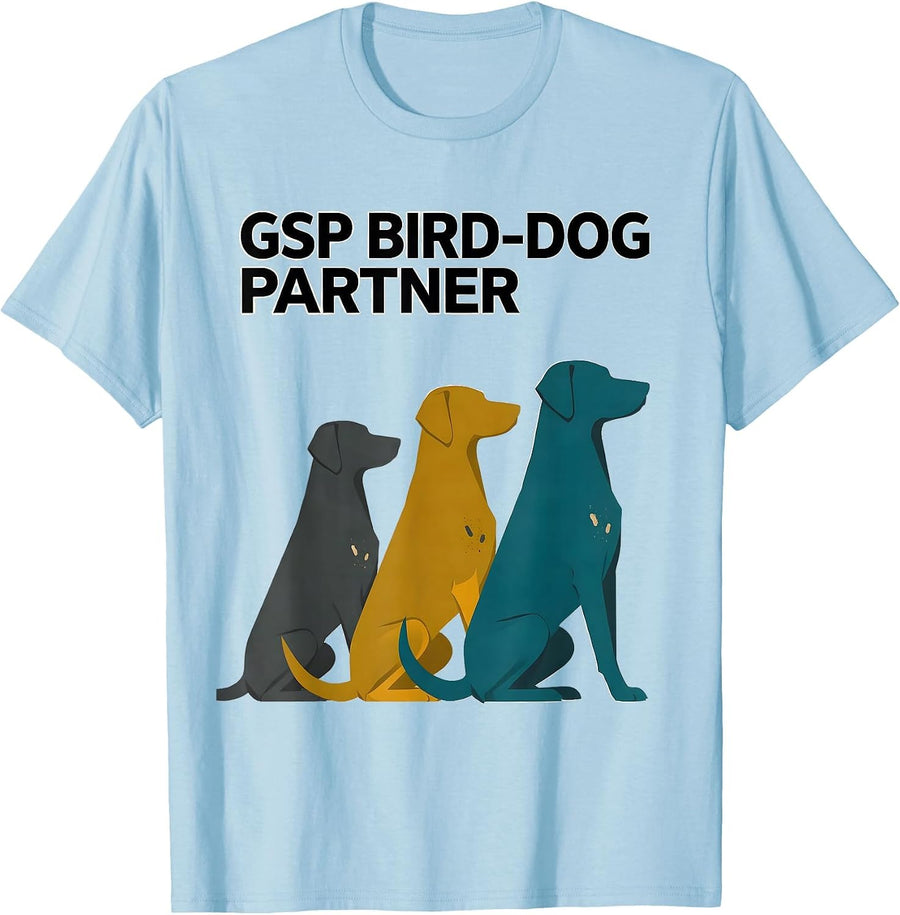 Men's GSP Bird-Dog Partner Midcentury Modern German Shorthaired T-Shirt - Baby Blue
