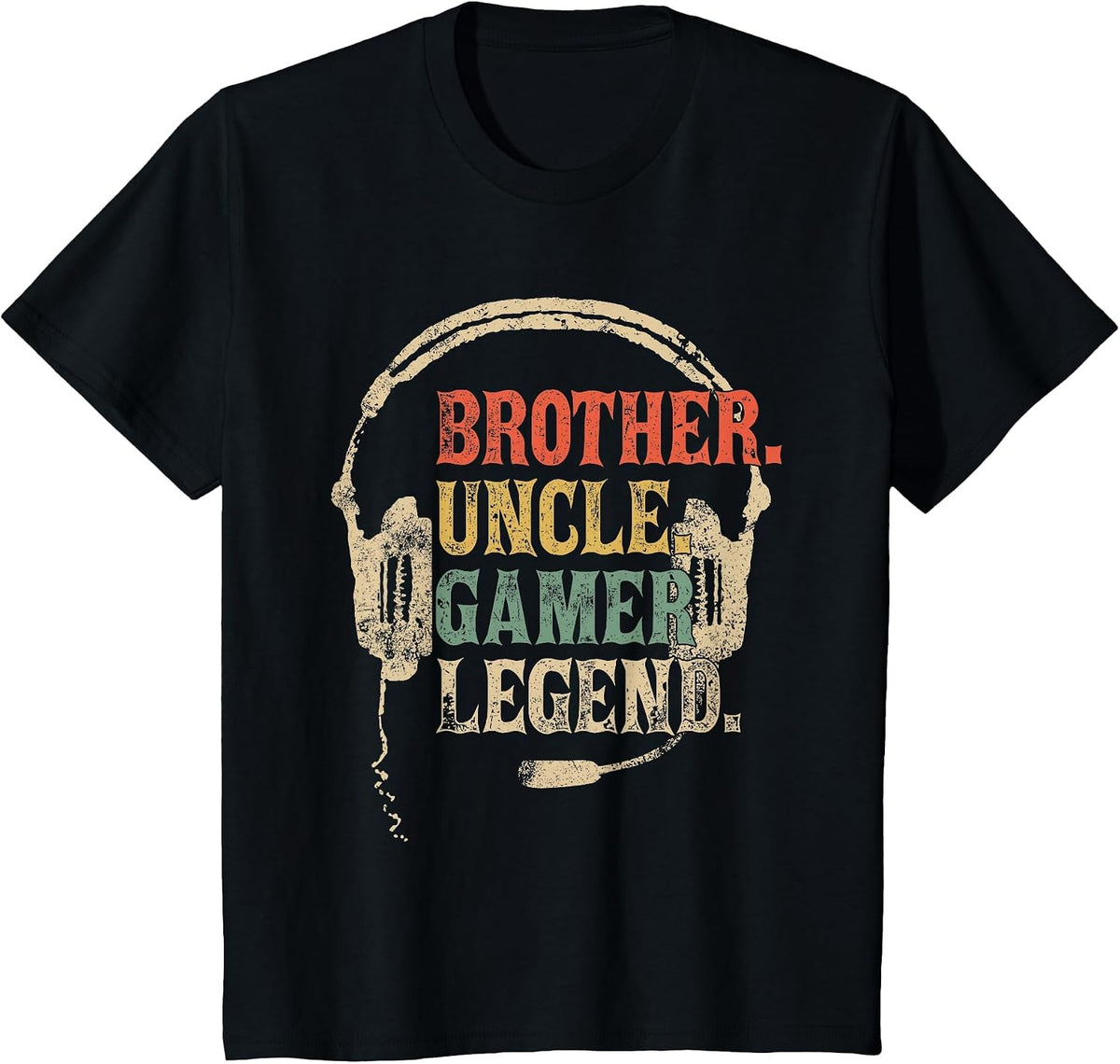 Funny Gamer Brother Uncle Gaming Legend Vintage Video Game T-Shirt - Black