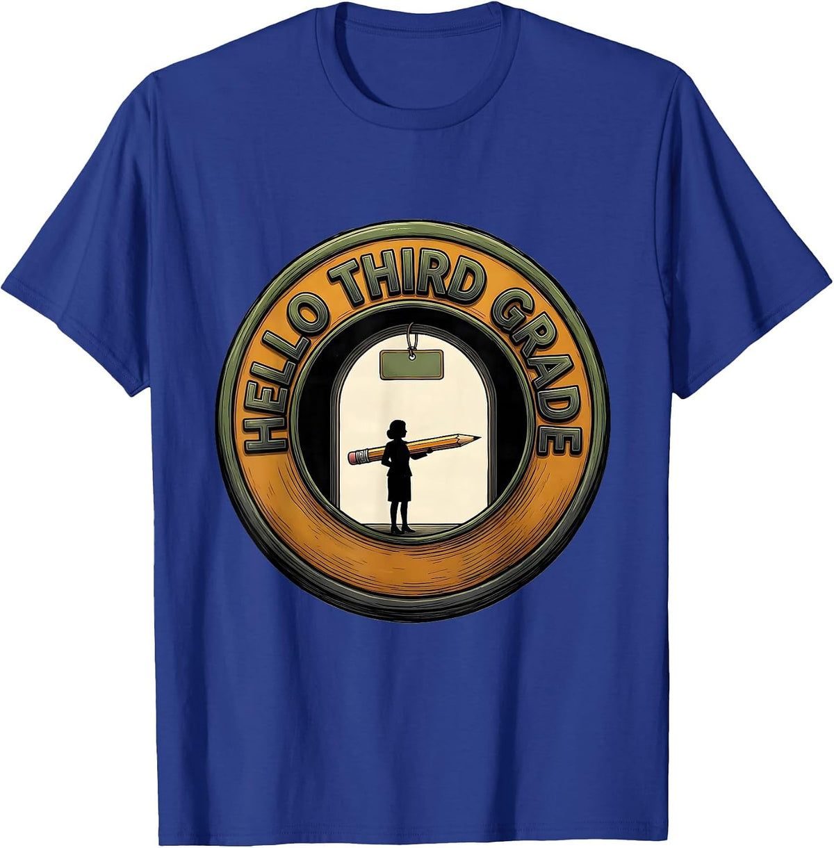 Hello Third Grade Playful First Day of School Kids Bow T-Shirt - Royal Blue
