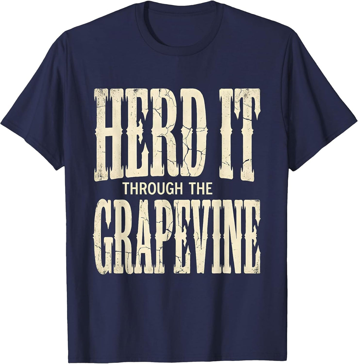 Herd It Through The Grapevine Goat Design T-Shirt - Navy Blue