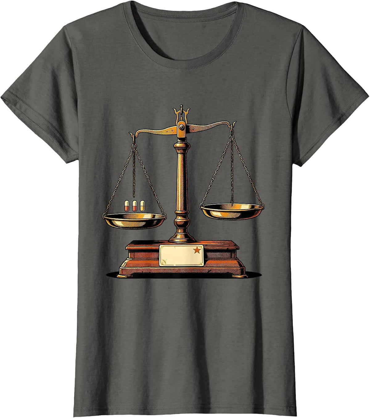 Women's Pharmacy Balance Scale Vintage Cute Pharmacy Tech T-Shirt - Asphalt Grey