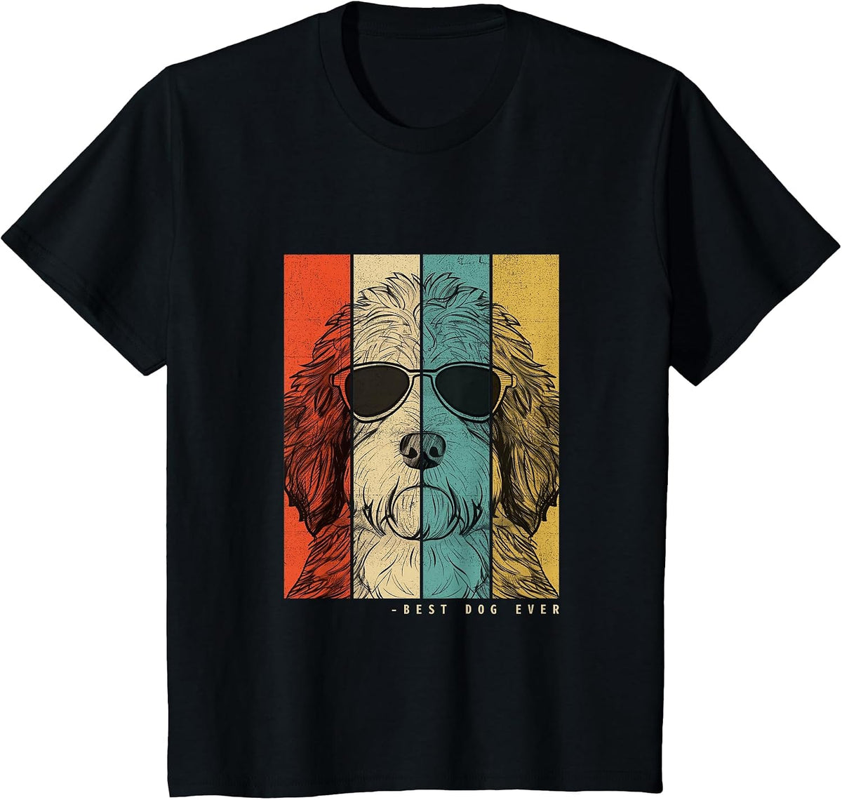 Vintage Saint Berdoodle Dog Mother Dad Children Men Women T-Shirt - Black
