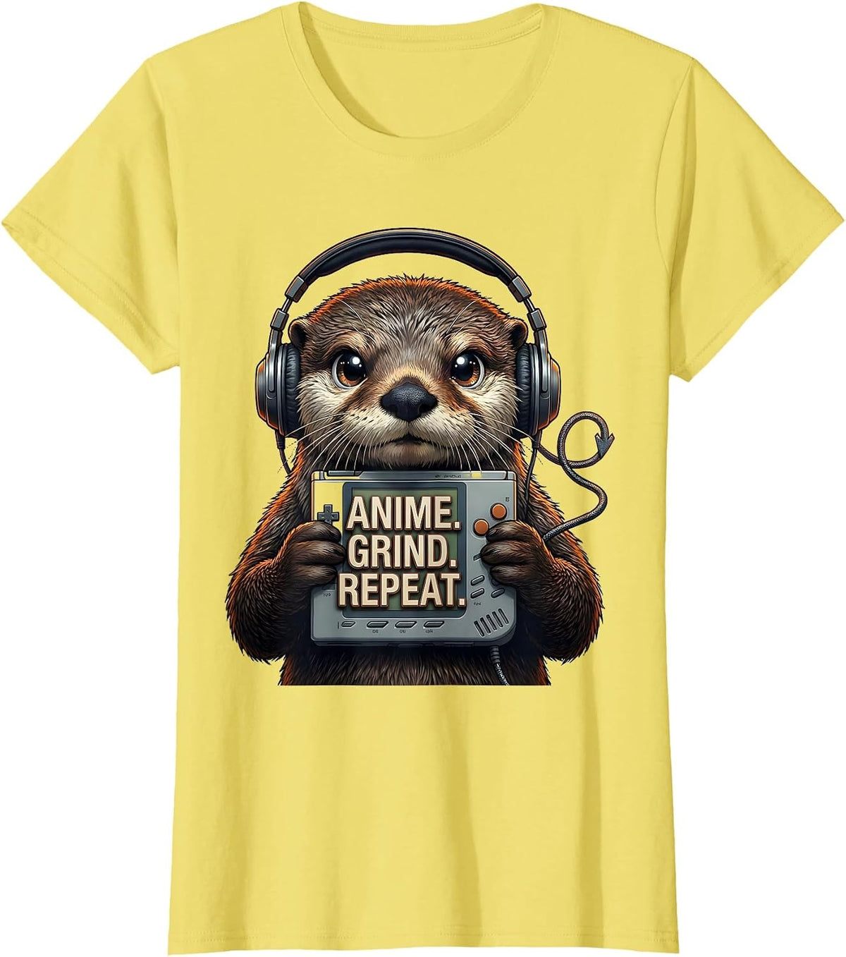 Anime Grind Repeat Anime Gamer Mascot Otaku Novelty Gift T-Shirt - Lemon Yellow