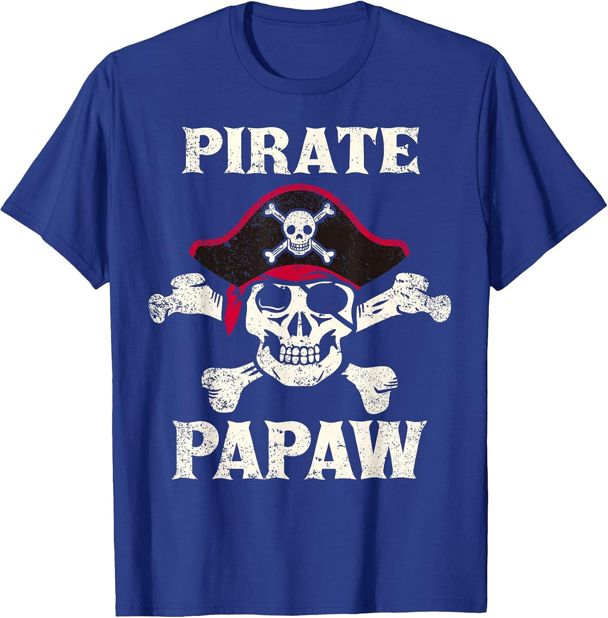 Pirate Papaw Skeleton Captain Funny Skull Pirate Papaw T-Shirt - Royal Blue