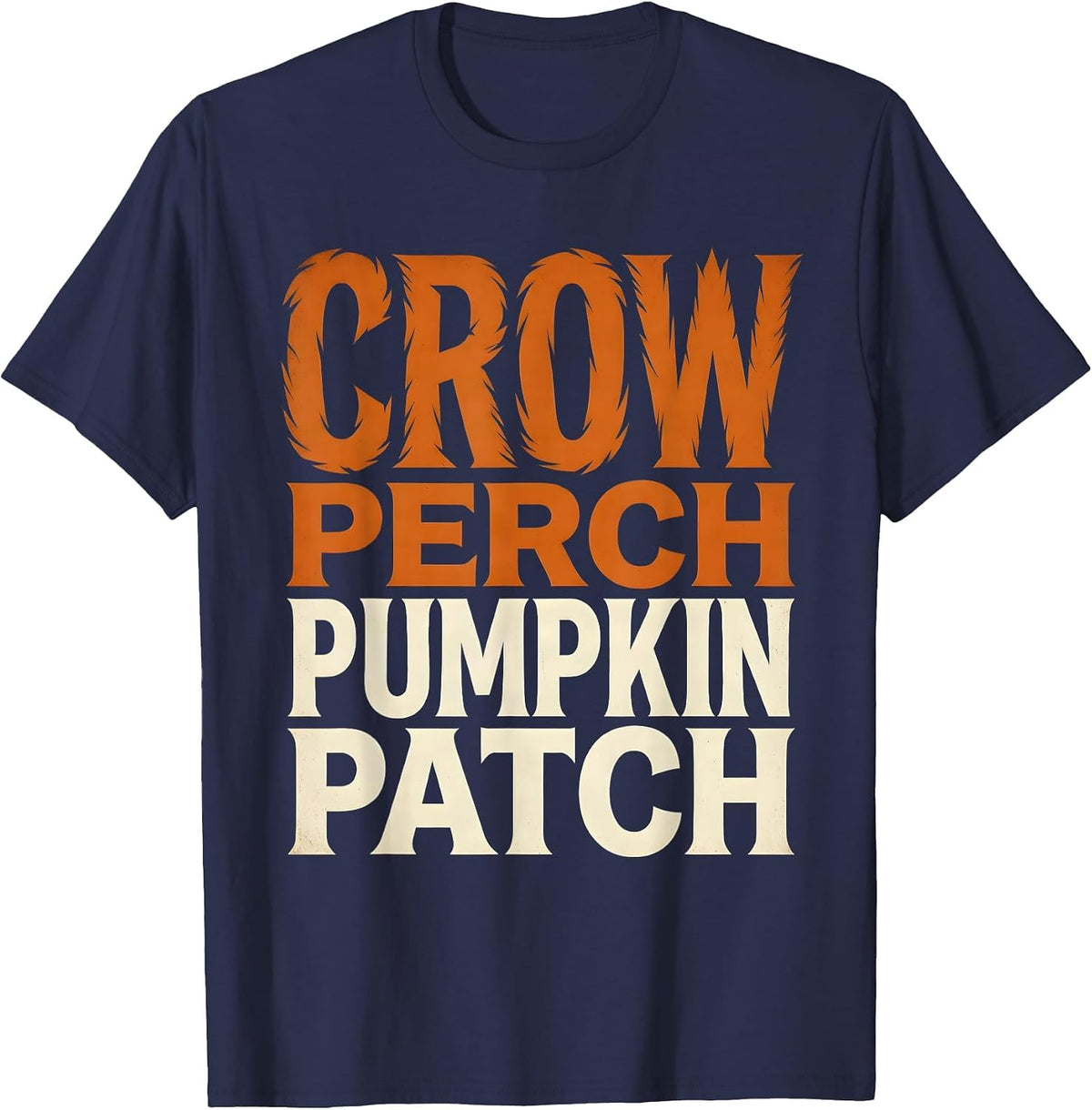 Crow Perch Pumpkin Patch Halloween Design T-Shirt - Navy Blue