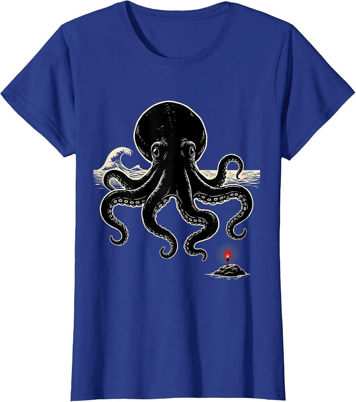 Women's Kraken Sea Monster Vintage Octopus Lover T-Shirt - Royal Blue