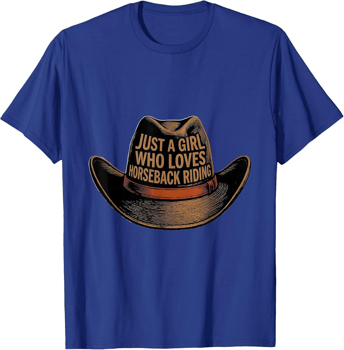 Just A Girl Who Loves Horseback Riding Western Cowgirl Rodeo T-Shirt - Royal Blue