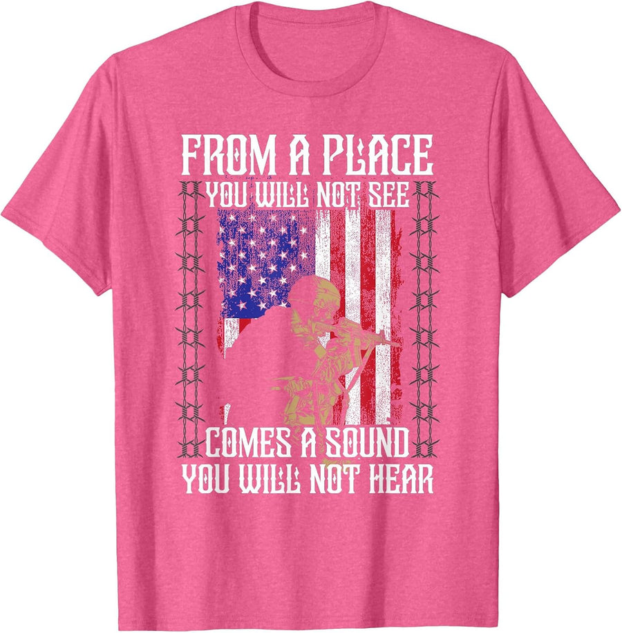 Sniper Military Sharpshooter Shooting Noise Marksman Shooter T-Shirt - Pink Heather