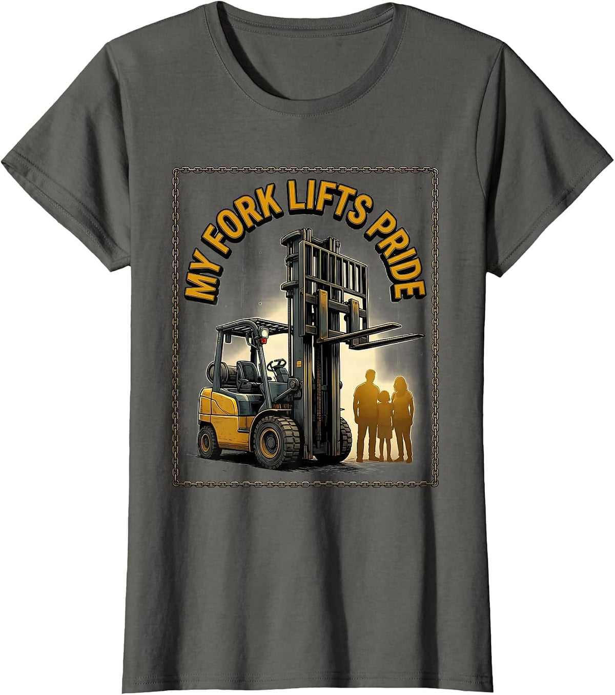 Women's My Fork Lifts Pride Funny Forklift Operator Construction T-Shirt - Asphalt Grey