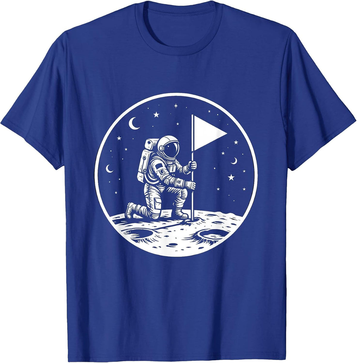 Astronaut Planting Flag on Moon Labor Day T-Shirt - Royal Blue