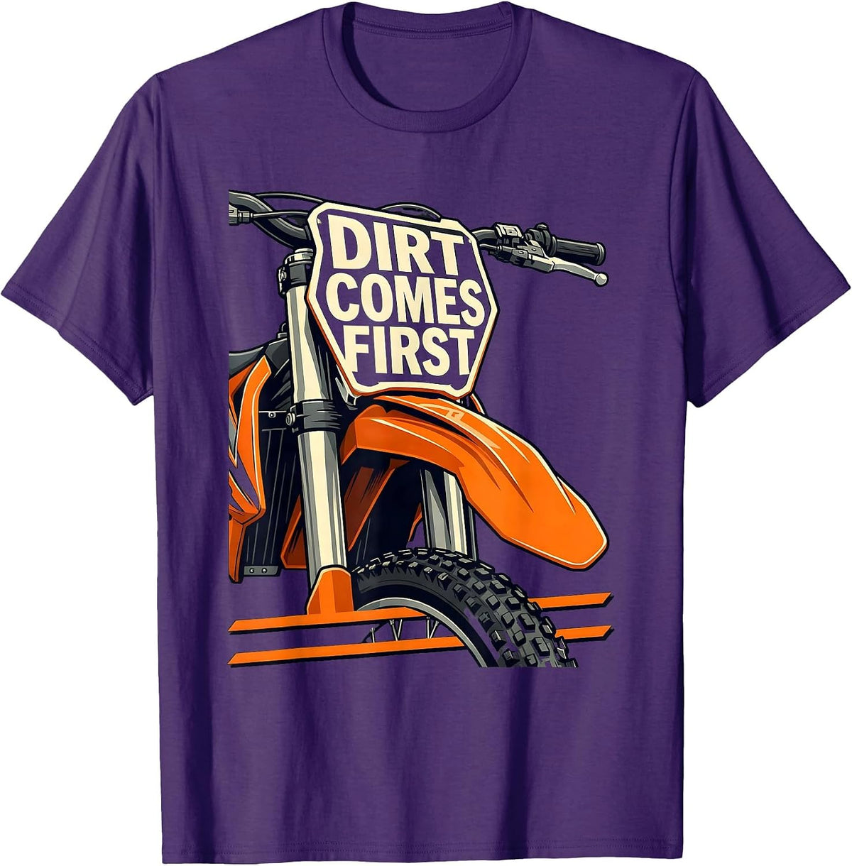 Dirt Comes First Rugged Motocross Dirt Bike Rider T-Shirt - Purple