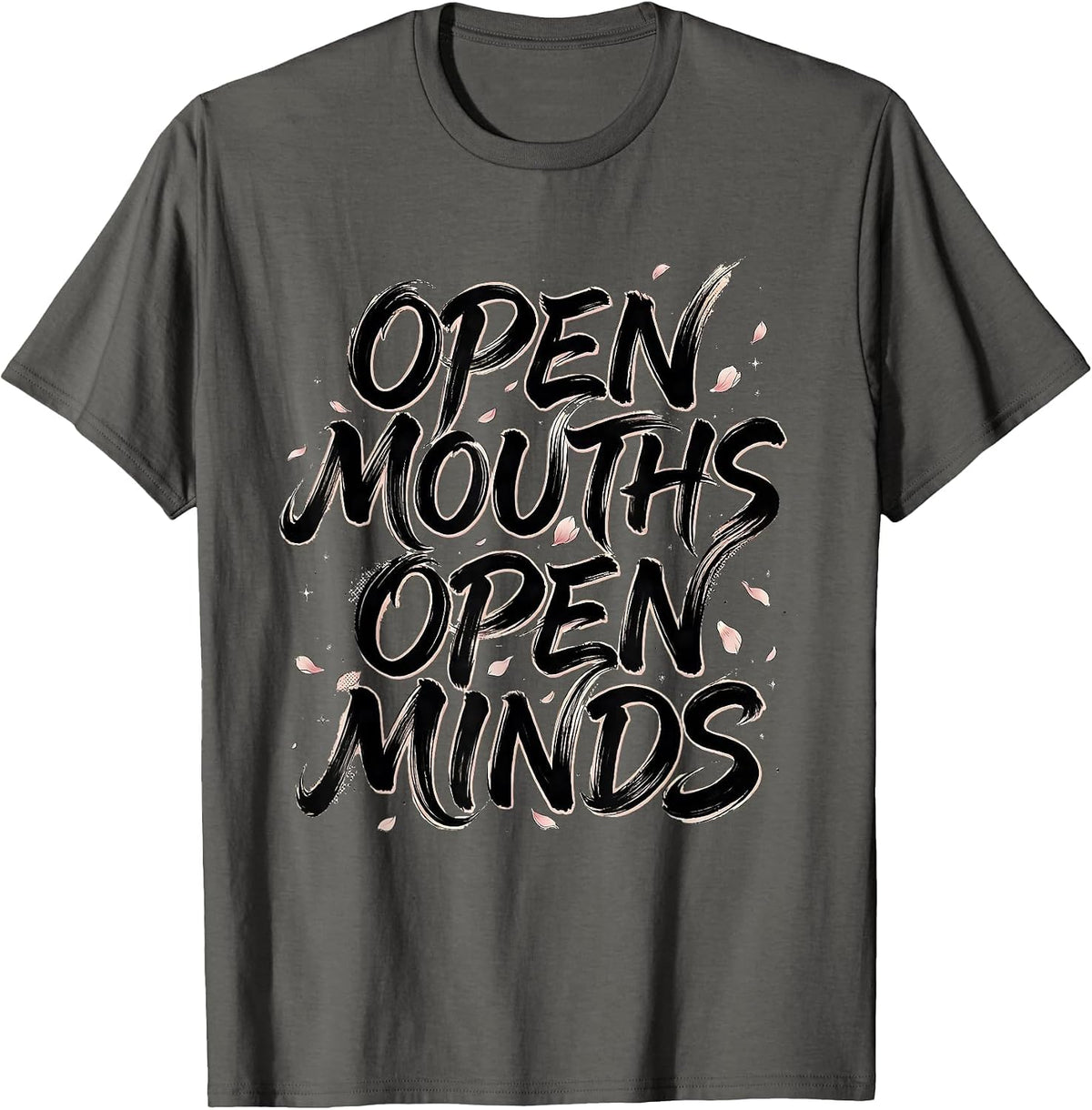Open Mouths Open Minds Free Speech Design T-Shirt - Asphalt Grey