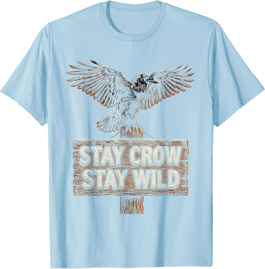 Men's Stay Crow Stay Wild F-Caw-F Crow Design T-Shirt - Baby Blue
