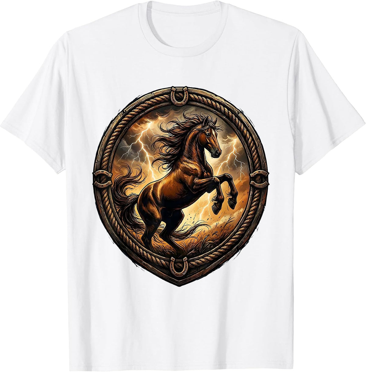 Men's Rearing Horse Stormy Sky Western Graphic T-Shirt - White