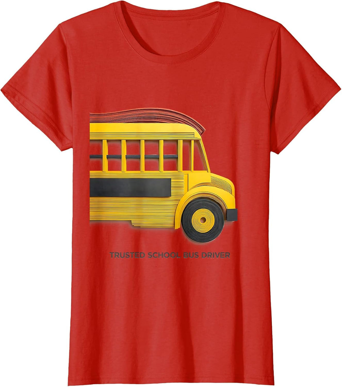 Trusted School Bus Driver Paper Cutout Bus Driver T-Shirt - Red