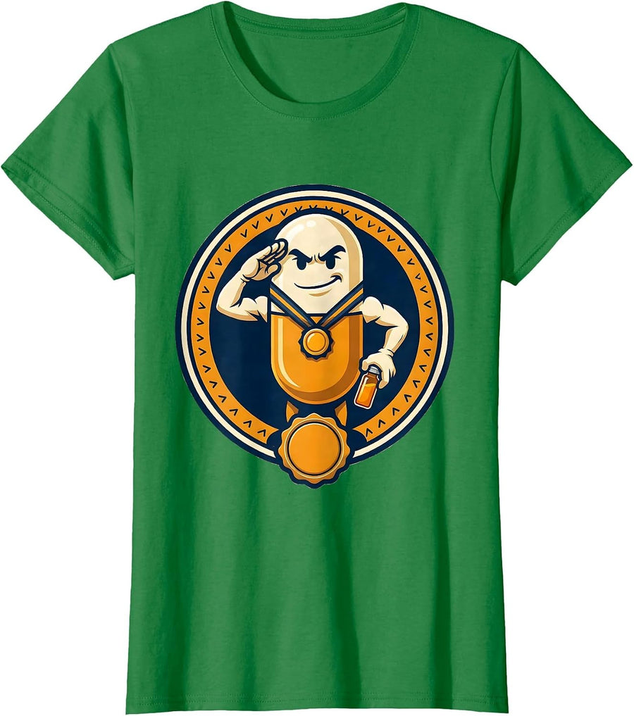 Capsule Mascot Pharmacy Tech Humor Pharmacist Gift T-Shirt, Women, Kelly Green, Small - As Pictured