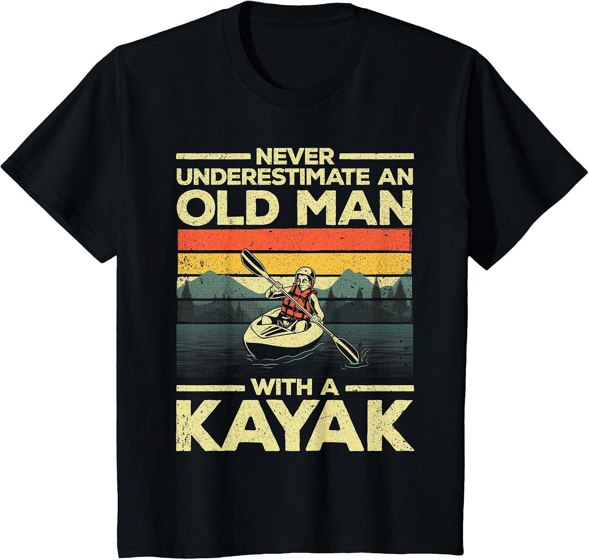 Funny Kayaking Design for Men Grandpa Kayaker Kayak Lovers T-Shirt - Black