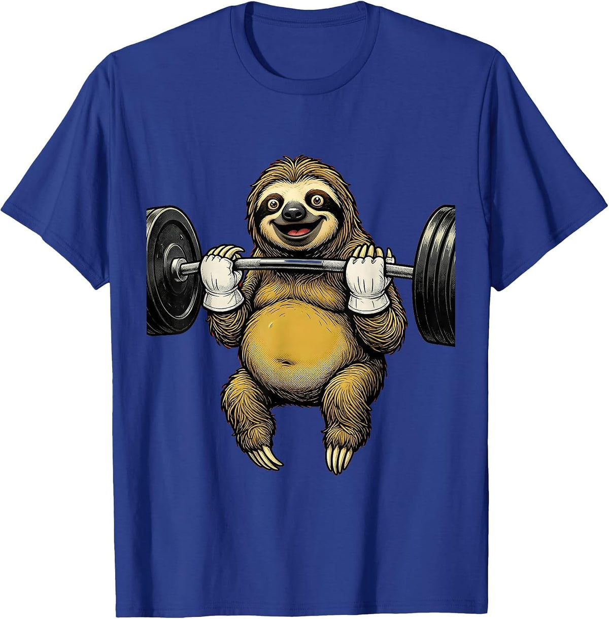 Lazy Sloth Gym Weightlifting Novelty Graphic T-Shirt - Royal Blue