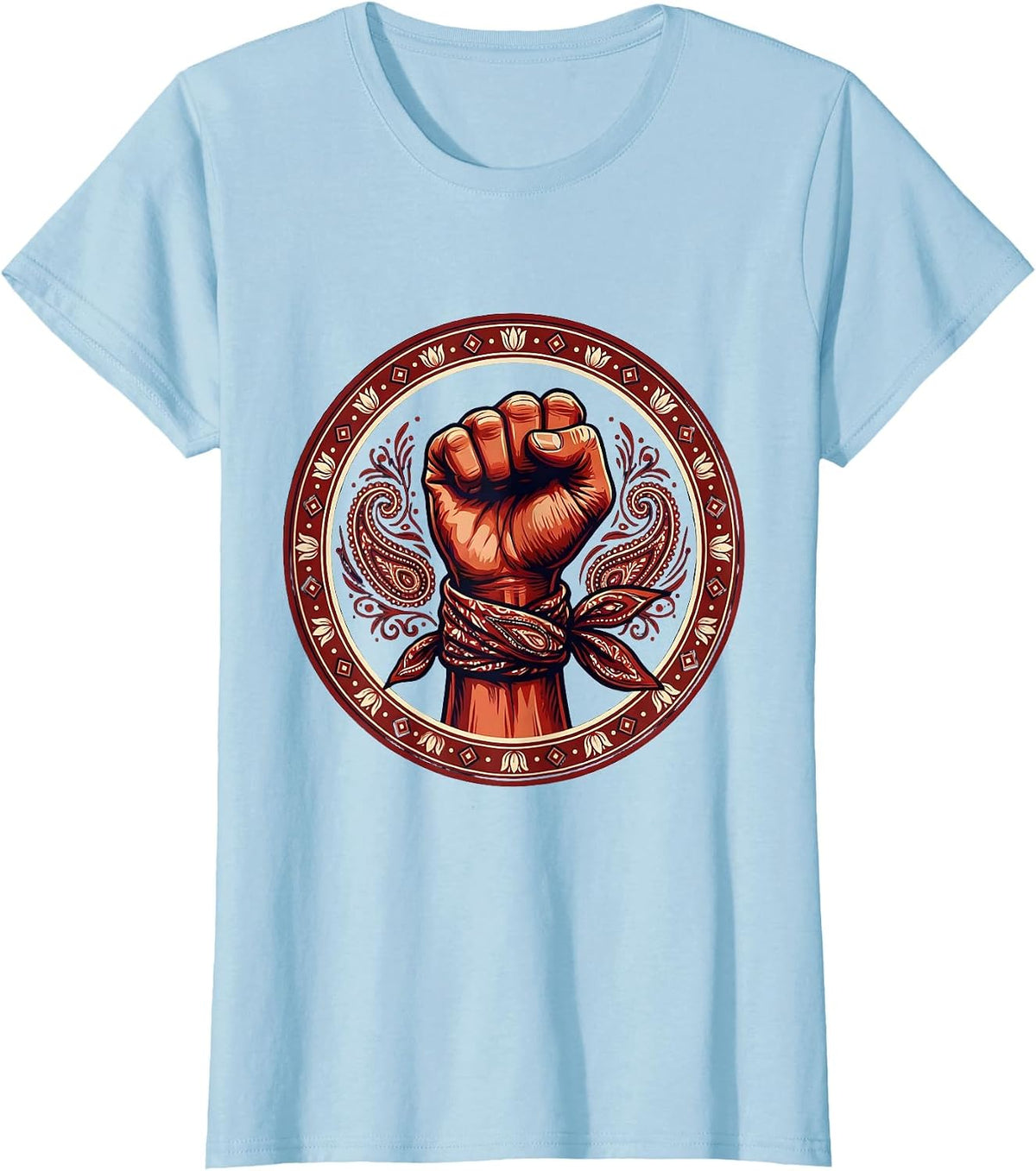 Bandana Wrapped Fist Graphic Tee T-Shirt - Baby Blue