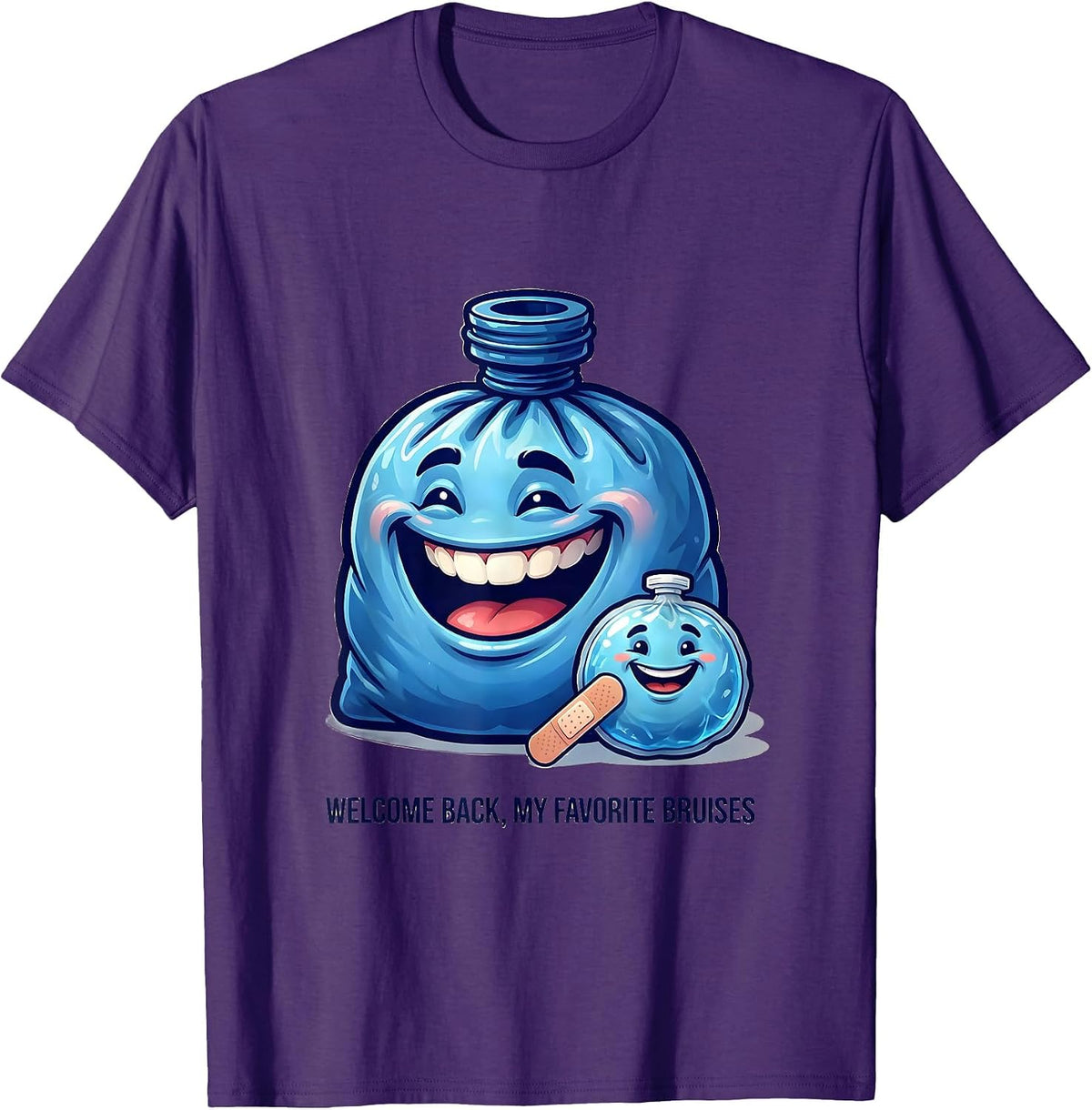 Men's Welcome Back My Favorite Bruises Funny School Nurse Ice Pack T-Shirt - Purple