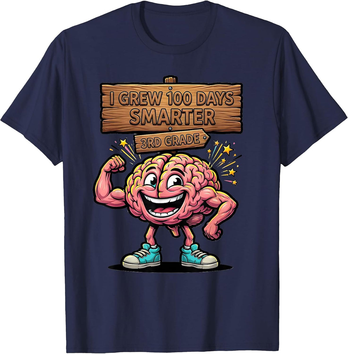 I Grew 100 Days Smarter 3rd Grade Funny Teacher Classroom T-Shirt - Navy Blue