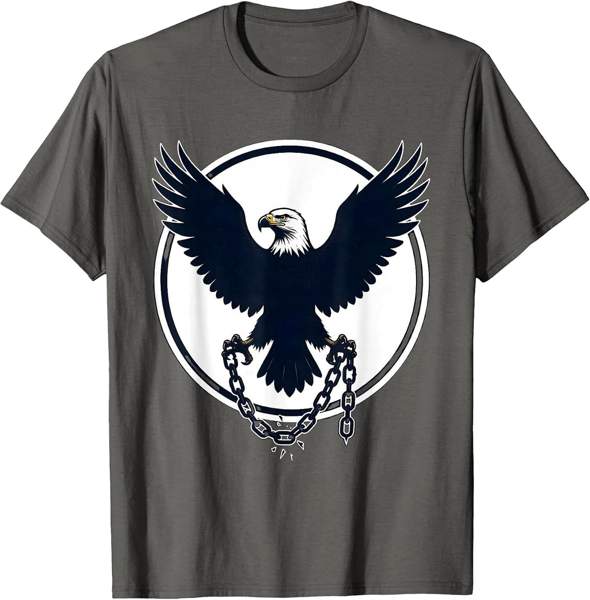 Men's Bald Eagle Breaking Chains Freedom Graphic T-Shirt - Asphalt Grey
