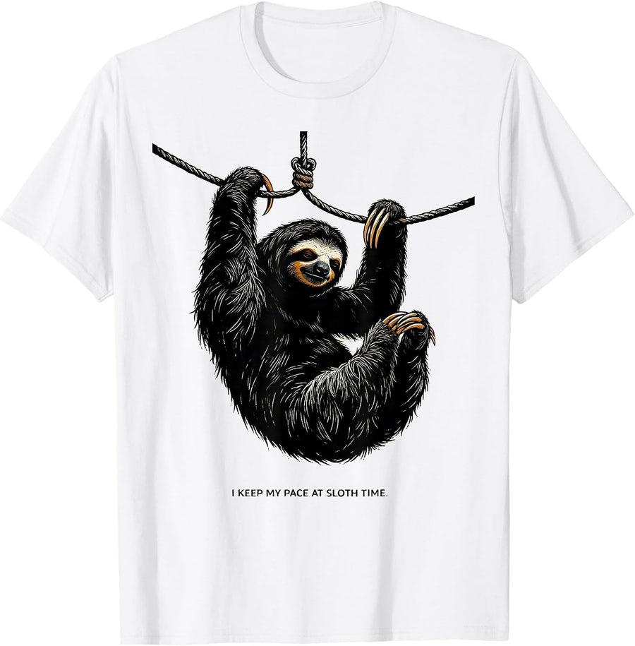 Men's I Keep My Pace At Sloth Time Funny Sloth Lover Humor T-Shirt - White