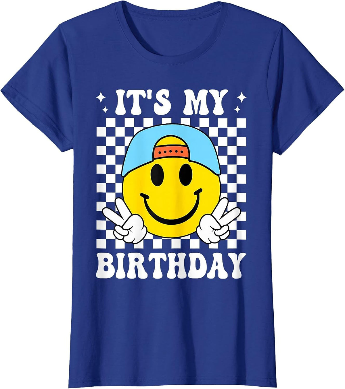 Funny It's My Birthday Happy Face Birthday for Boys T-Shirt - Royal Blue