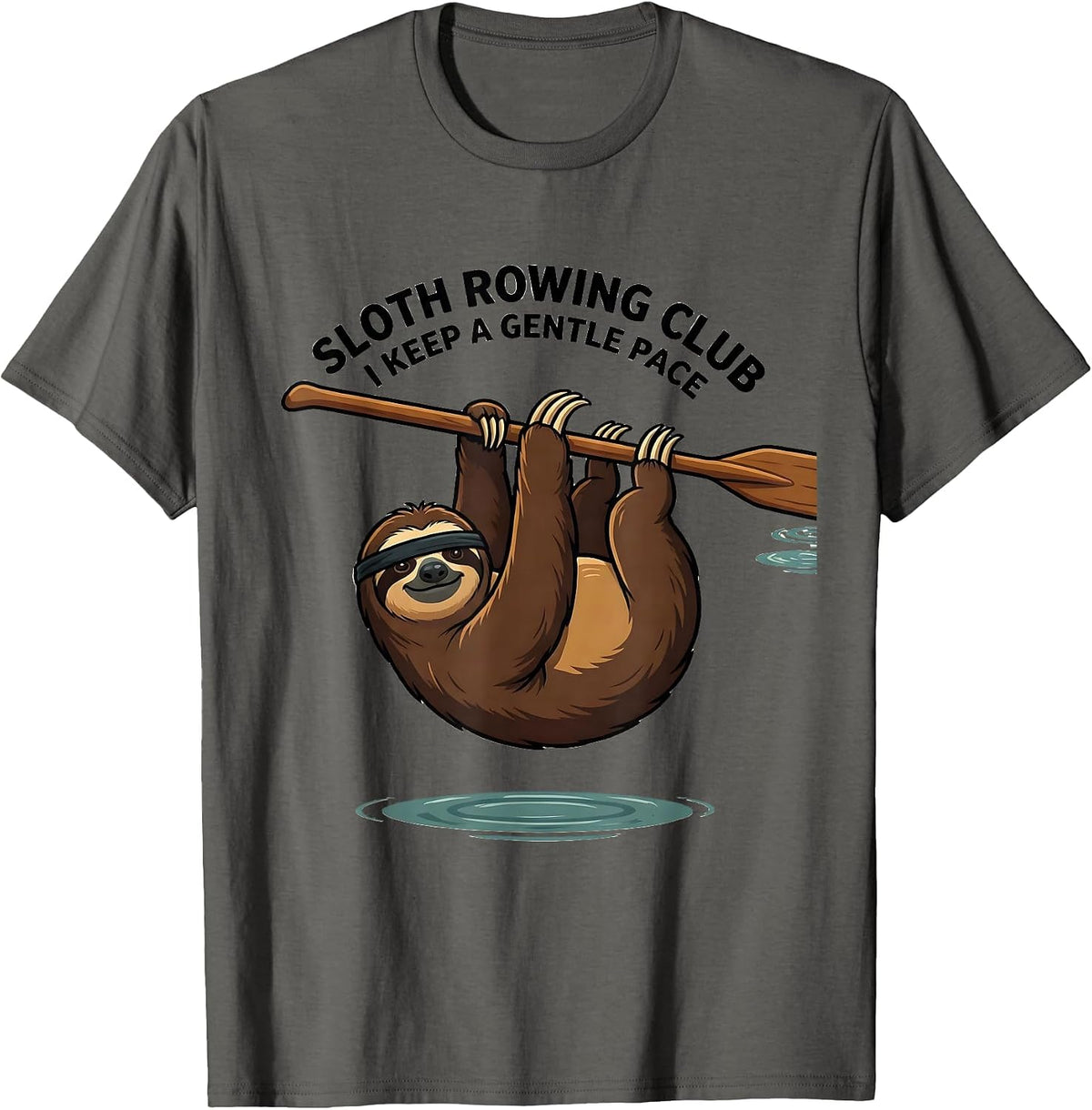 Men's Sloth Rowing Club I Keep a Gentle Pace Funny Sloth Lover T-Shirt - Asphalt Grey