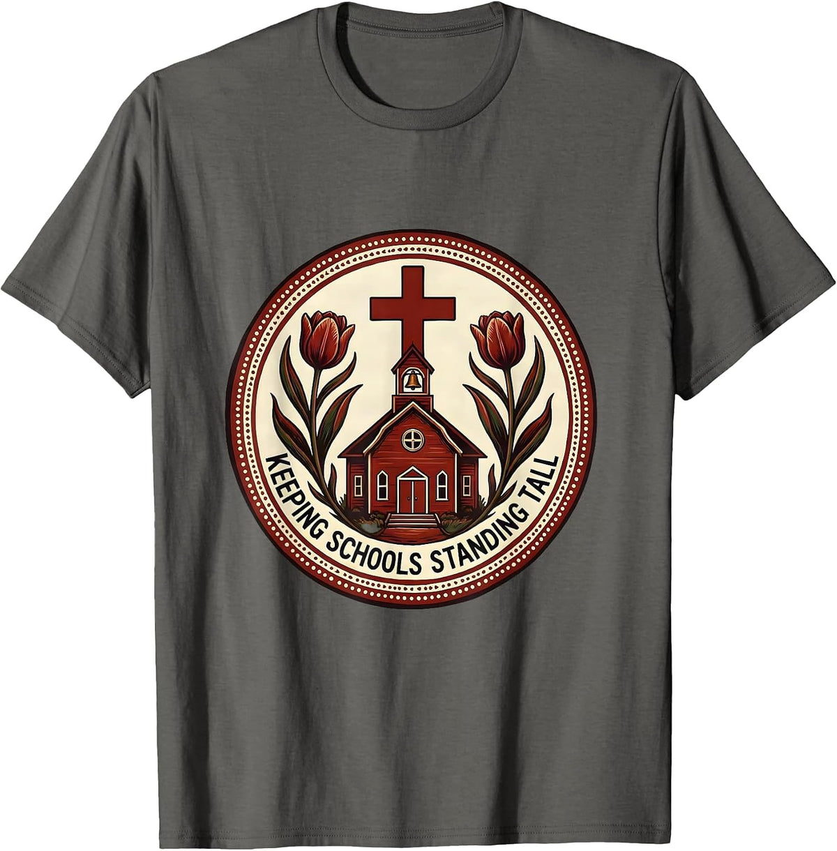 Men's Keeping Schools Standing Tall School Nurse Design T-Shirt - Asphalt Grey