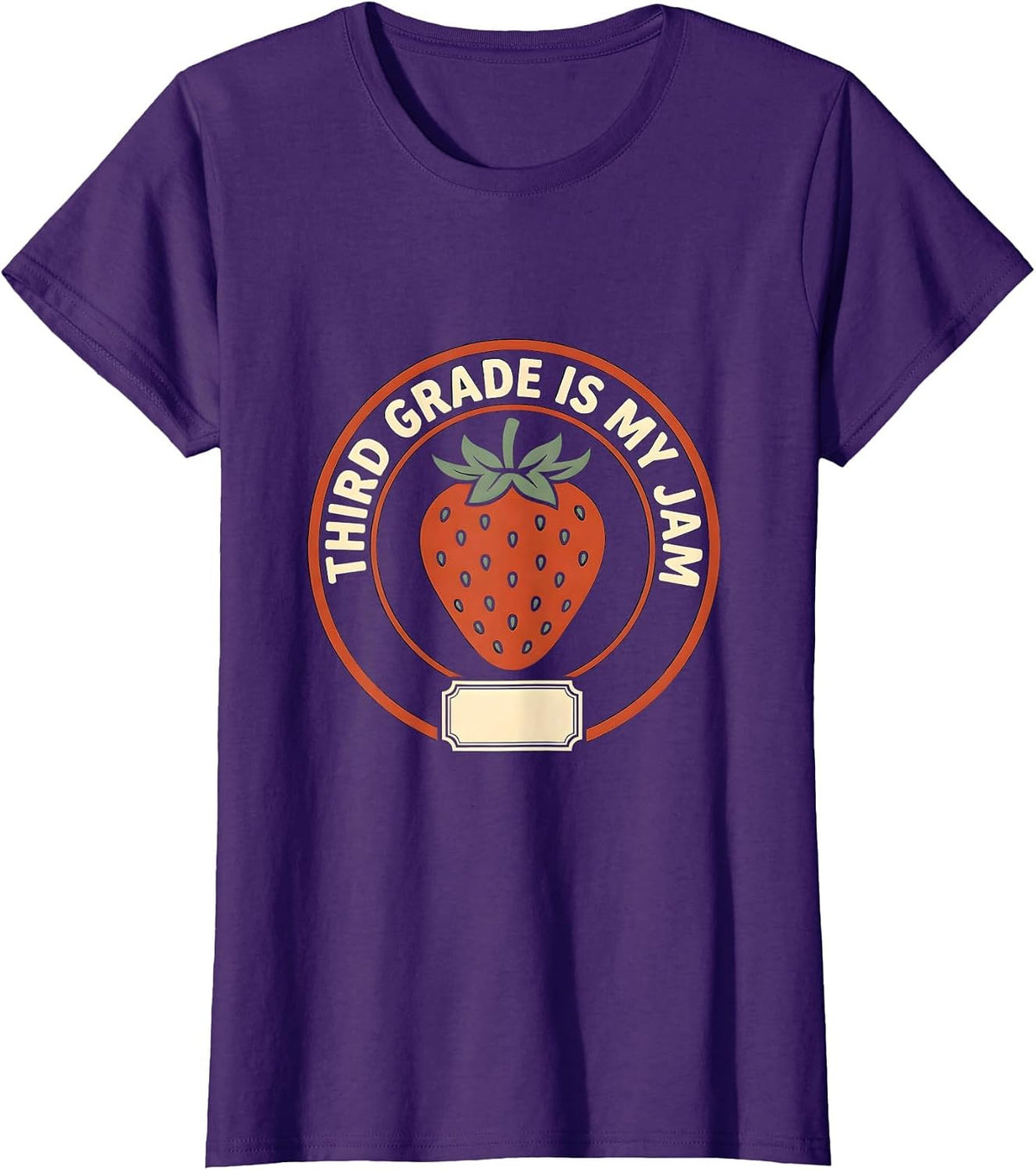 Women's Third Grade Is My Jam Strawberry Teacher Back To School T-Shirt - Purple